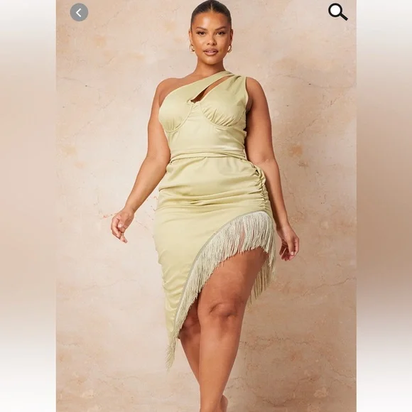 pretty little thing green one shoulder dress Uma One Shoulder Dress in Green Print | OMNES | Dresses | Occasionwear |  Sustainable & Affordable Clothing main image 1